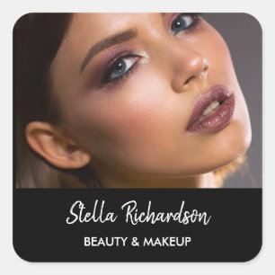 Sticker Carré Photo personnalisée noir