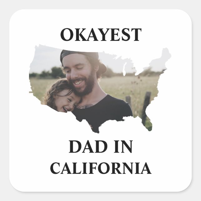 Sticker Carré Photo personnalisée USA Okayest papa Fête des père (Devant)