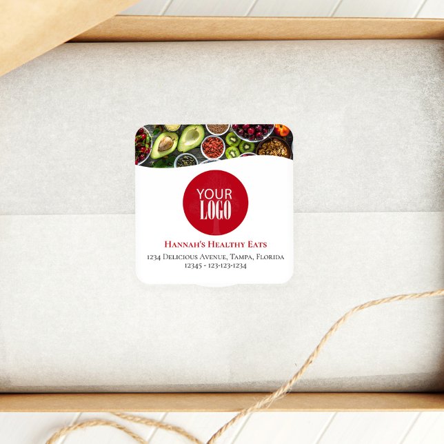 Sticker Carré Photo professionnelle ou logo promotionnel personn (Add your photo and logo business sticker label. )