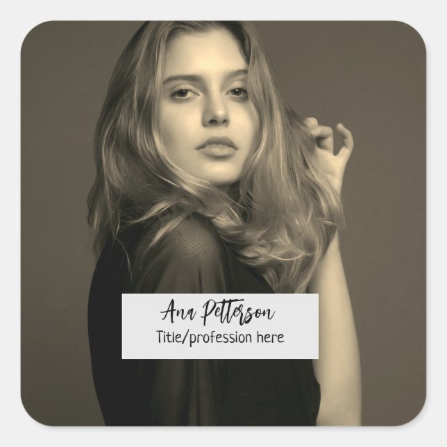 Sticker Carré photo professionnelle QR site email social moderne (Devant)