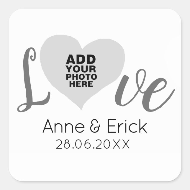 Sticker Carré photo spéciale sur le cadre de coeur d'amour avec  (Devant)