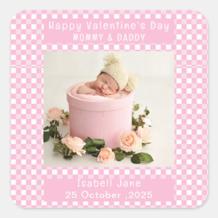 Sticker Carré Photo Valentine Pour Maman Et Papa Nouveaux Parent