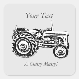 Sticker Carré photo vintage Gray massey tracteur fergison