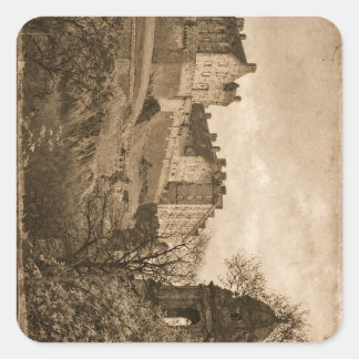 Sticker Carré Photographie sépia du château d'Édimbourg