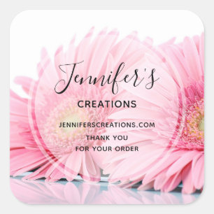 Sticker Carré Photos de Gerbera Rose - Merci des affaires