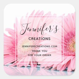 Sticker Carré Photos de Gerbera Rose - Merci des affaires