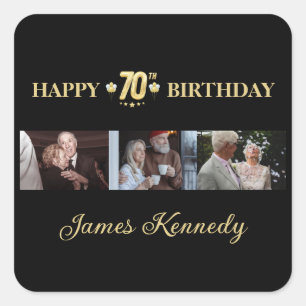 Sticker Carré Photos personnalisés fête d'anniversaire 70 ans no