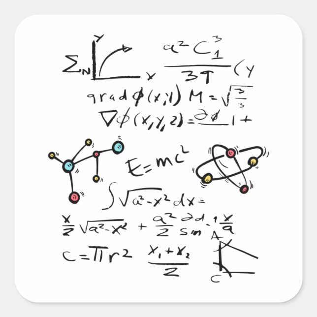 Sticker Carré Physique Math Formule Enseignant Molécules étudian (Devant)