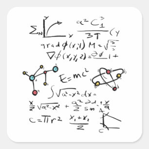Sticker Carré Physique Math Formule Enseignant Molécules étudian