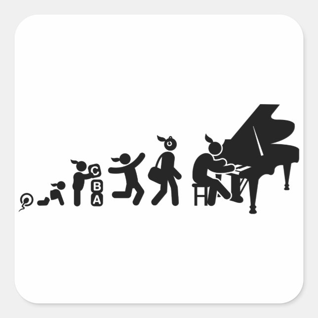 Sticker Carré Pianiste (Devant)