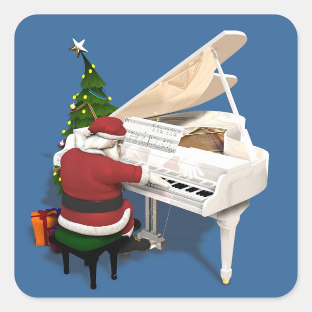 Sticker Carré Pianiste du Père Noël (Devant)