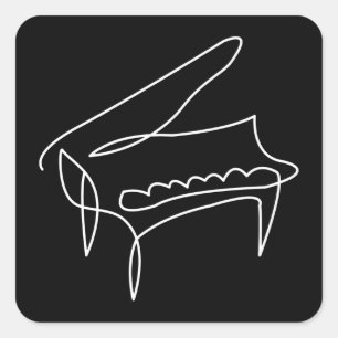 Sticker Carré Piano Grand Piano - Dessin ligne unique