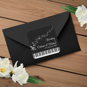 Sticker Carré Piano Keys Notes musicales Mariage noir et blanc
