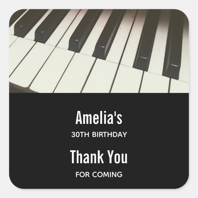 Sticker Carré Piano Keys - Stylish B&W Photo Event Merci (Devant)