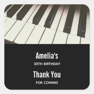 Sticker Carré Piano Keys - Stylish B&W Photo Event Merci