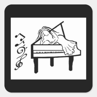 Sticker Carré Piano Lady
