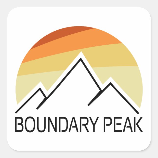 Sticker Carré Pic Retro Boundary Peak Nevada (Devant)