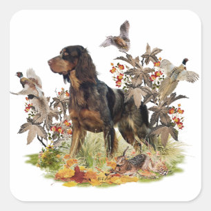 Sticker Carré Picardy Spaniel, chasse aux oiseaux