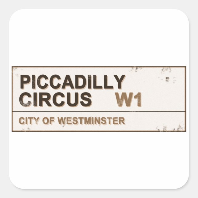 Sticker Carré Piccadilly Circus Londres - Vintage (Devant)