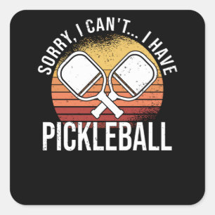 Sticker Carré Pickball Pickball Player Pas de temps Rétro