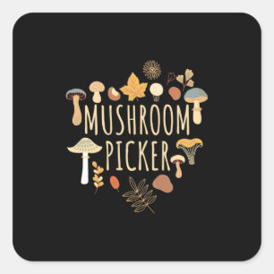 Sticker Carré Picker De Champignons Fiers