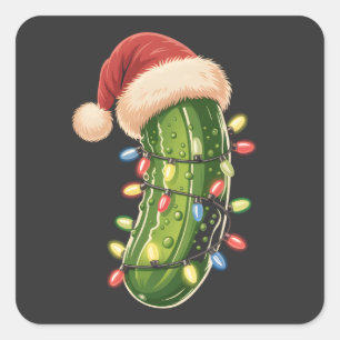 Sticker Carré Pickle de Noël Pickle dans la lumière de Noël Pick
