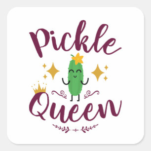 Sticker Carré Pickle Queen Pickles Lover Femmes Filles