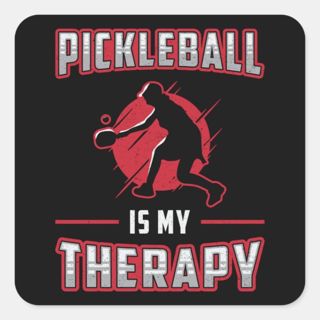 Sticker Carré Pickleball Est Mon Thérapie Paddle Pickleball Joue (Devant)