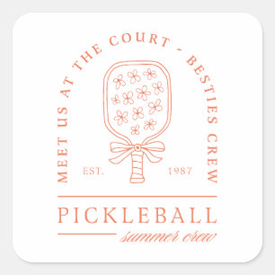 Sticker Carré Pickleball été besties club filles équipage