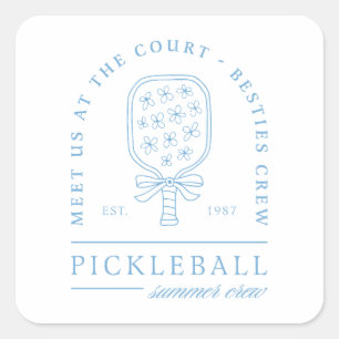 Sticker Carré Pickleball été filles côte bleu esthétique