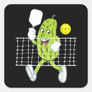 Sticker Carré Pickleball Jouer - Drôle Pickleball Paddle