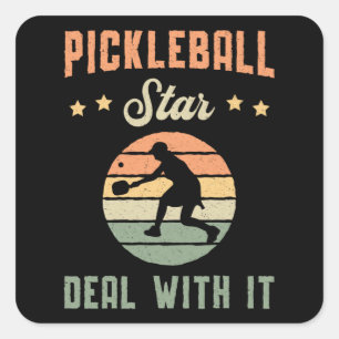 Sticker Carré Pickleball Star Deal Avec It Dink Paddle Player