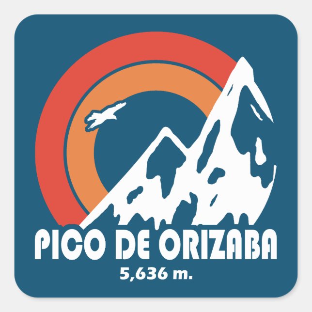 Sticker Carré Pico de Orizaba Mexico Sun Eagle (Devant)