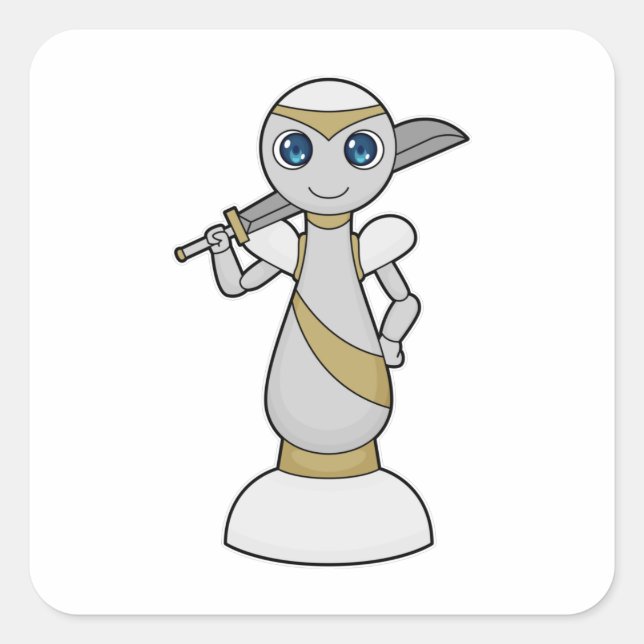 Sticker Carré Pièce d'échecs Épée de Paon Échecs (Devant)