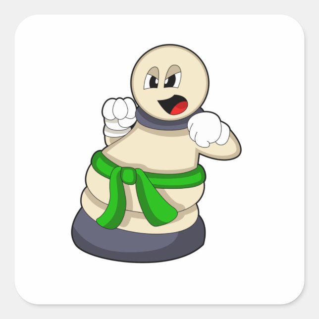 Sticker Carré Pièce d'échecs Patrouille aux échecs (Devant)