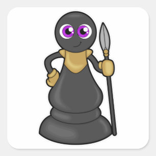 Sticker Carré Pièce d'échecs Pion à l'échec avec Spear