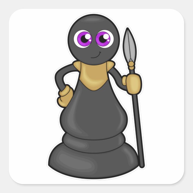 Sticker Carré Pièce d'échecs Pion à l'échec avec Spear (Devant)