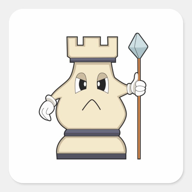 Sticker Carré Pièce d'échecs Rook à Chess.PNG (Devant)