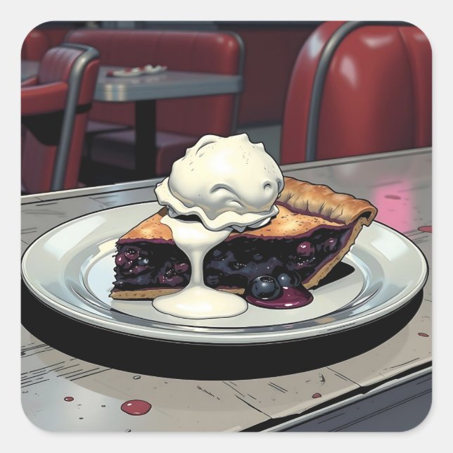 Sticker Carré Piece of Blueberry Pie and Vanilla Ice Cream   (Devant)