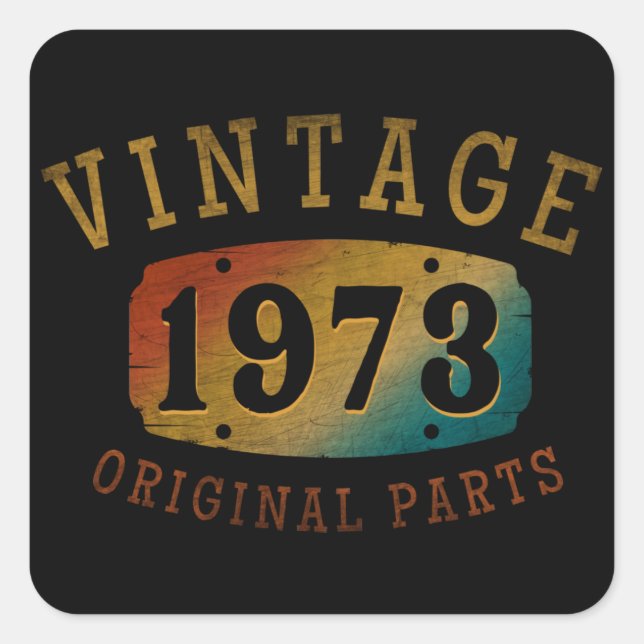 STICKER CARRÉ PIÈCES ORIGINALES VINTAGE 1973 (Devant)