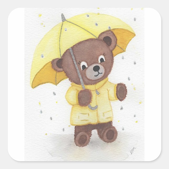 Sticker Carré Pied d'ours dans la pluie (Devant)
