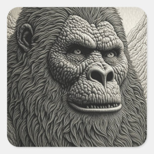 Sticker Carré Pied noir Abstrait en Ai noir et blanc