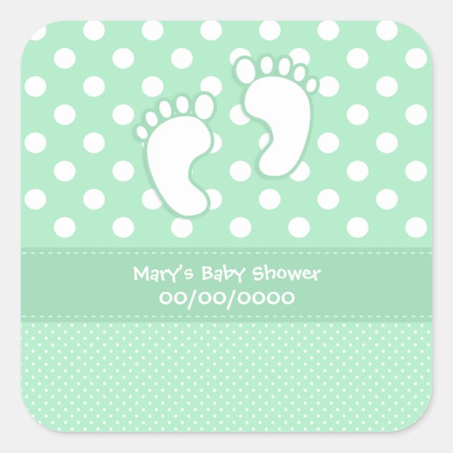 Sticker Carré Pieds bébé baby shower (Devant)
