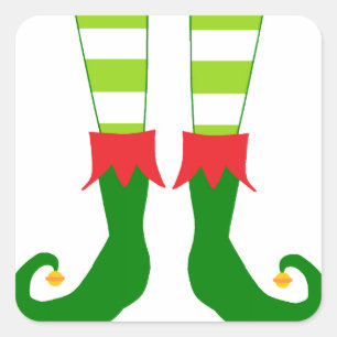 Sticker Carré Pieds mignons d'Elf de Noël