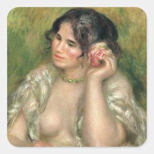 Sticker Carré Pierre A Renoir   Gabrielle avec un Rose