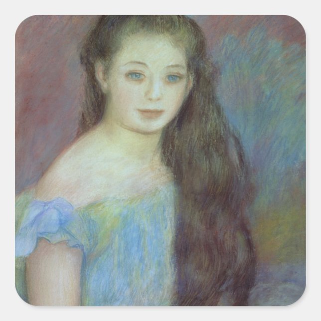 Sticker Carré Pierre A Renoir | Jeune fille aux yeux bleus (Devant)