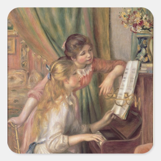 Sticker Carré Pierre A Renoir | Jeunes filles au piano (Devant)