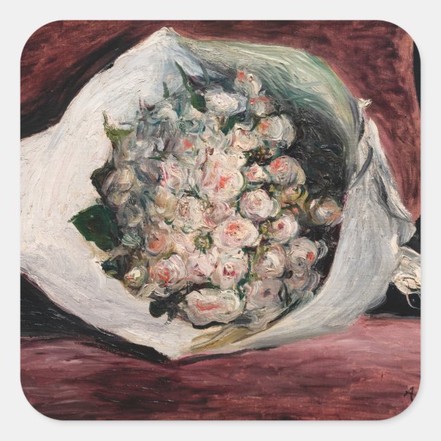 Sticker Carré Pierre-Auguste Renoir - Bouquet dans une boîte (Devant)