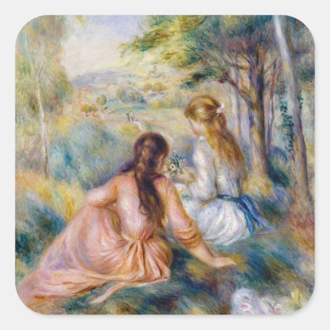 Sticker Carré Pierre-Auguste Renoir - Dans le pré (Devant)