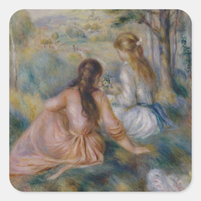 Sticker Carré Pierre Auguste Renoir | dans le pré (Devant)